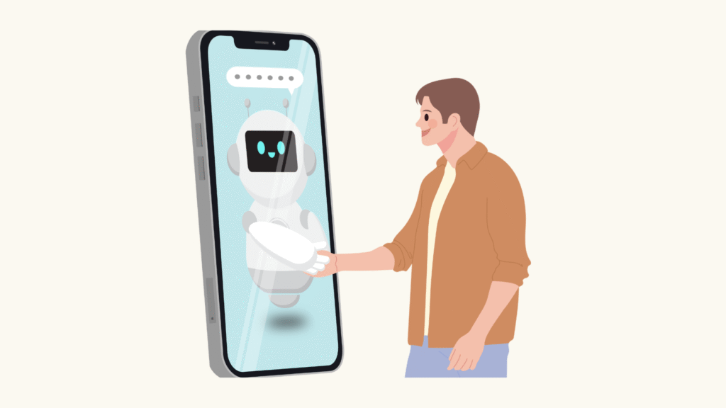 物理的な制約を超え、AIアシスタントと共に働く未来のクリエイターのワークスペースを描いたイラスト。