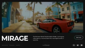 世界で初めて、現実の風景をゲームのようなアートスタイルにリアルタイム変換するAI「MirageLSD」の公式サイト。
