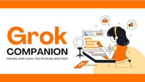 Grokコンパニオンモードの倫理的課題を象徴するイラスト。ユーザーの73%が試したとされるNSFW機能のリスクと、クリエイターが向き合うべき問題について。