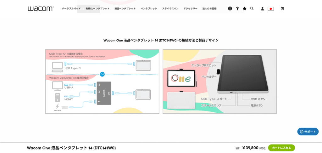 Wacom One 14最大の進化点「USB-C接続」。初代の3-in-1ケーブルから解放され、PCとの接続がケーブル1本で完了する感動的なシンプルさを図解。