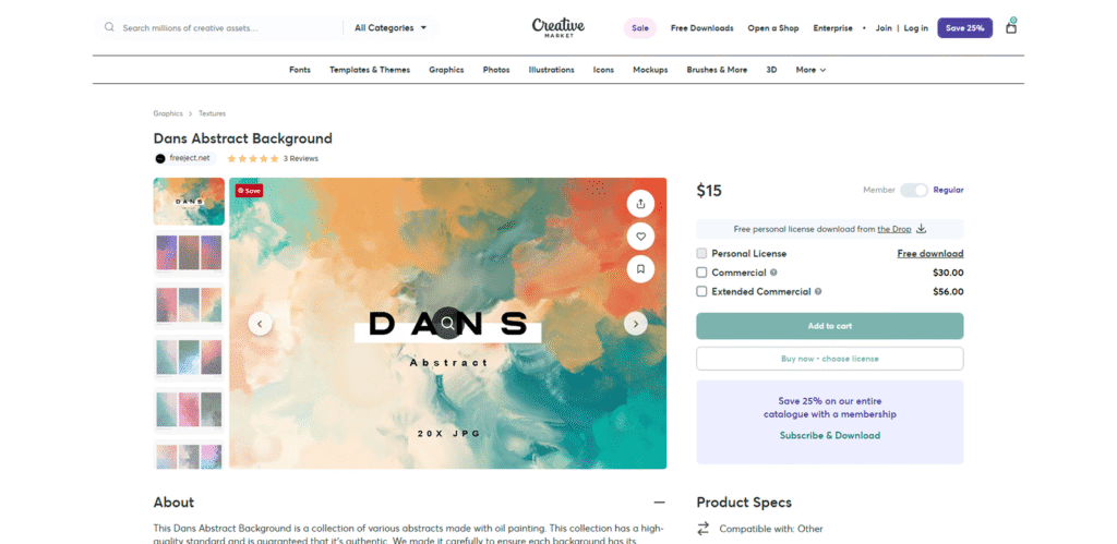 デザインを芸術的に格上げする油絵風の抽象背景テクスチャ20種セット「Dans Abstract Background」。