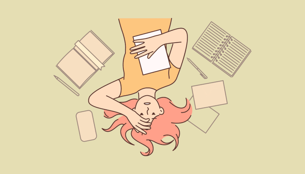 MovinkPadのアプリが多すぎて選べないクリエイター。「クリスタ? ibis? Krita?」頭を抱える女性のイラスト。