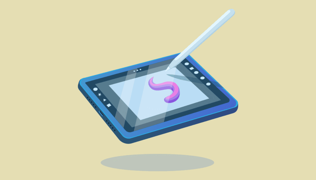 Wacom MovinkPad 11の画面にフィルムを貼らず、ありのままの状態で直感的な描画を楽しむクリエイターのイラスト。