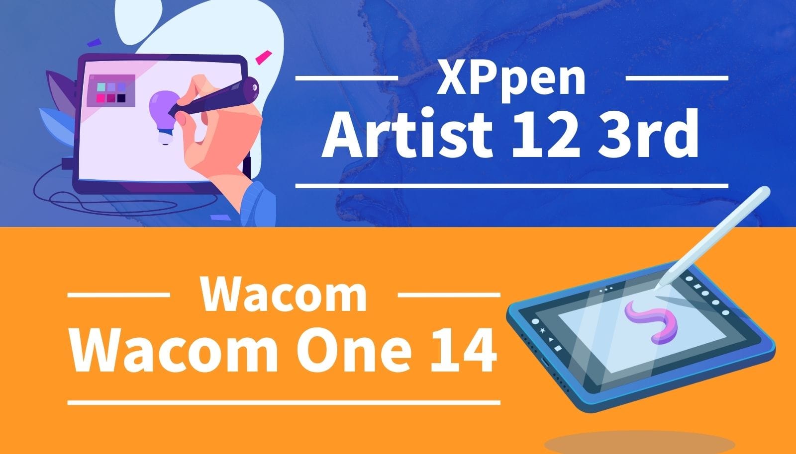 XPPen Artist 12 3rdとWacom One 14の徹底比較アイキャッチ。コスパ最強のエントリーモデル液タブはどっち？