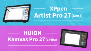 2026年最新の27インチ大型液タブ「XPPen Artist Pro 27 (Gen 2)」と「HUION Kamvas Pro 27 (144Hz)」の徹底比較アイキャッチ画像
