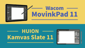 Wacom MovinkPad 11とHUION Kamvas Slate 11の徹底比較。Android 14搭載の11インチ液タブ2機種の使い勝手を解説。