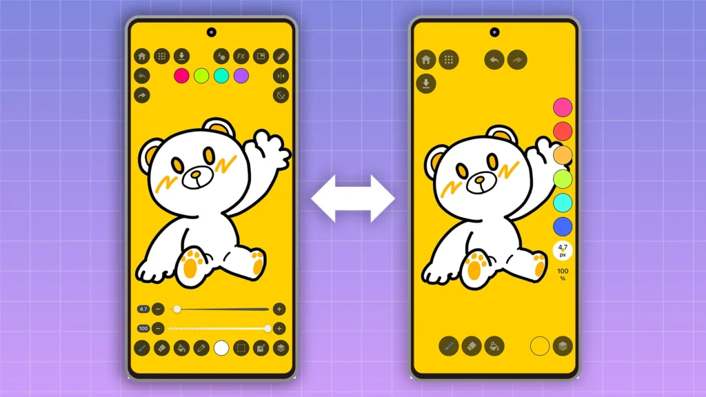サクサク動く軽量動作と直感的なカラーパレット操作を表現したペイント画面のイメージ
