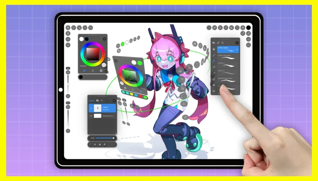 1200円の買い切りで手に入る！Androidタブレットの最強お絵描き環境を表現したイメージイラスト