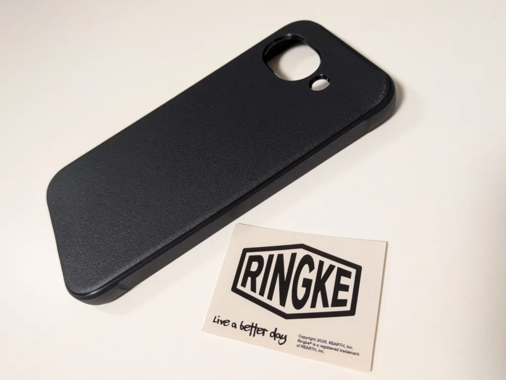 Pixel 10a用RingkeのMagSafe対応ケース。約36.8gと軽く指紋がつきにくいシボ加工が施されたブラックのデザイン